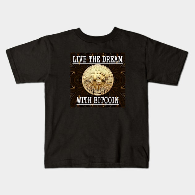 Bitcoin Gold Cryptocurrency Digital Assets Kids T-Shirt by PlanetMonkey